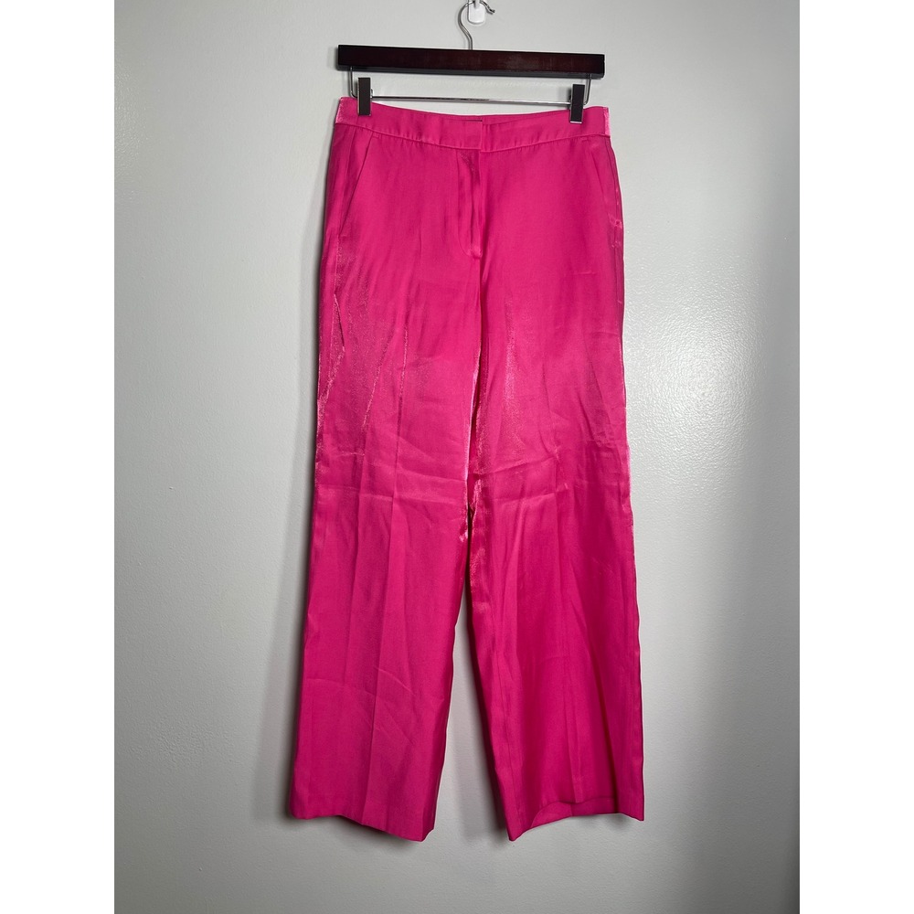J.CREW Wide Leg Pants Size 4P Pink NEW Shimmer Barbiecore Party Holiday CE089